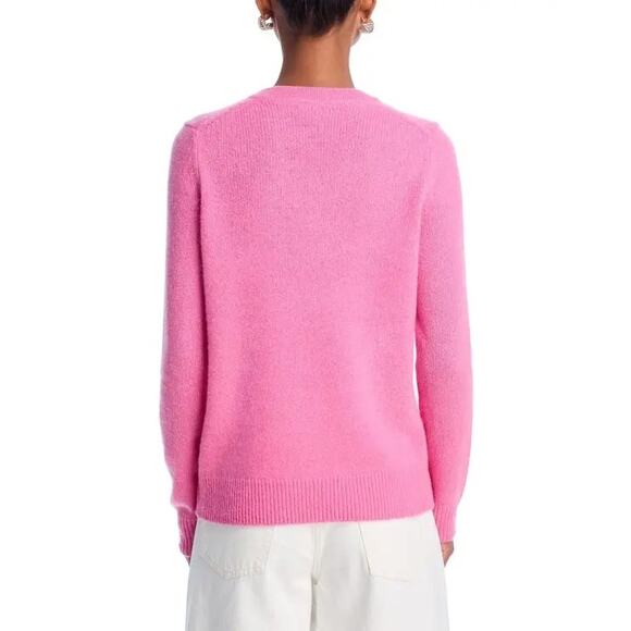 C by Bloomingdale's Women Flamingo Pink Cashmere Knit V-neck Sweater Size XS - Picture 6 of 6